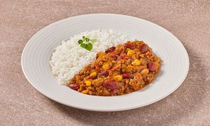Chili con carne met rundergehakt en rijst