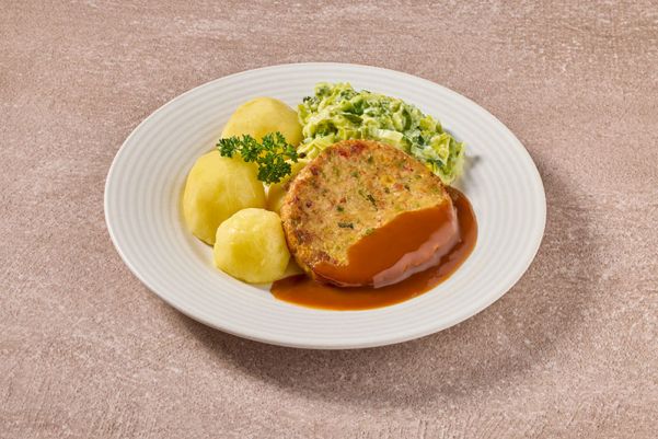 Groenteburger prei gekookte aardappelen