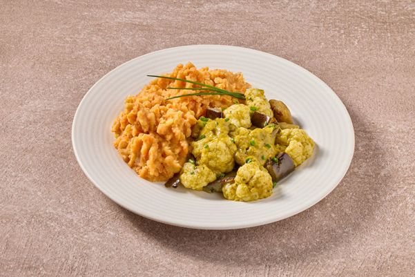 Thaise groene curry met zoete aardappelpuree