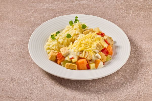 Vergeten groentenschotel met quorn en pastinaakpuree